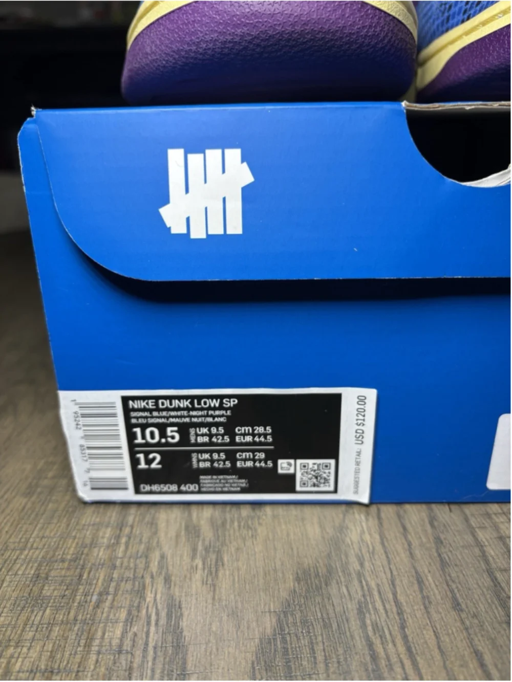 Nike Dunk Low SP Undefeated 5 On It Blue/White/Purple DH6508-400 Men Size 10.5